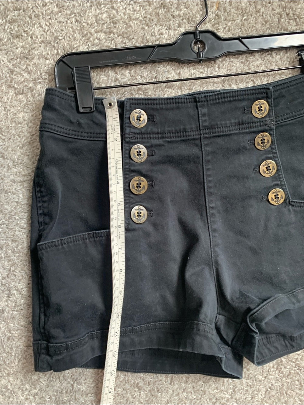Y2K Express High-Waist Black Sailor Button-Front Shorts - Picture 7 of 10